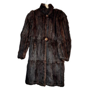 Vintage Brown Mink Fur Coat Women’s Full Length 1970s As-Is Repair